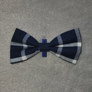 NWOT Handmade Buffalo Plaid Blue White Checker Pet Bowtie For Small Dog or Cat